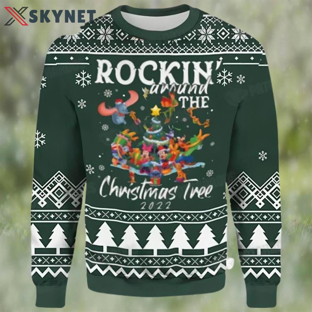 Rockin around the christmas tree mickey ugly xmas sweater gift for disney fan Christmas Ugly Sweater