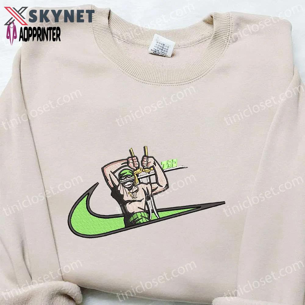 Roronoa zoro x swoosh embroidered sweatshirt – best one piece gift for family Embroidered Shirt