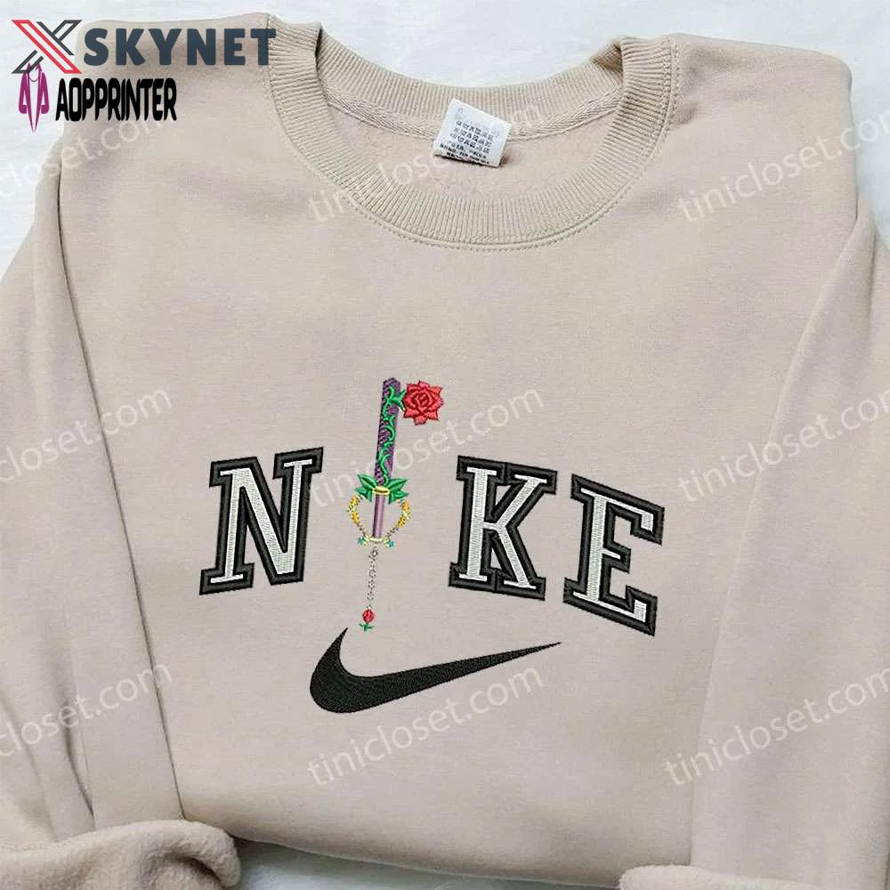 Rose x nike embroidered sweatshirt – flower shirt nike inspired embroidery Embroidered Shirt