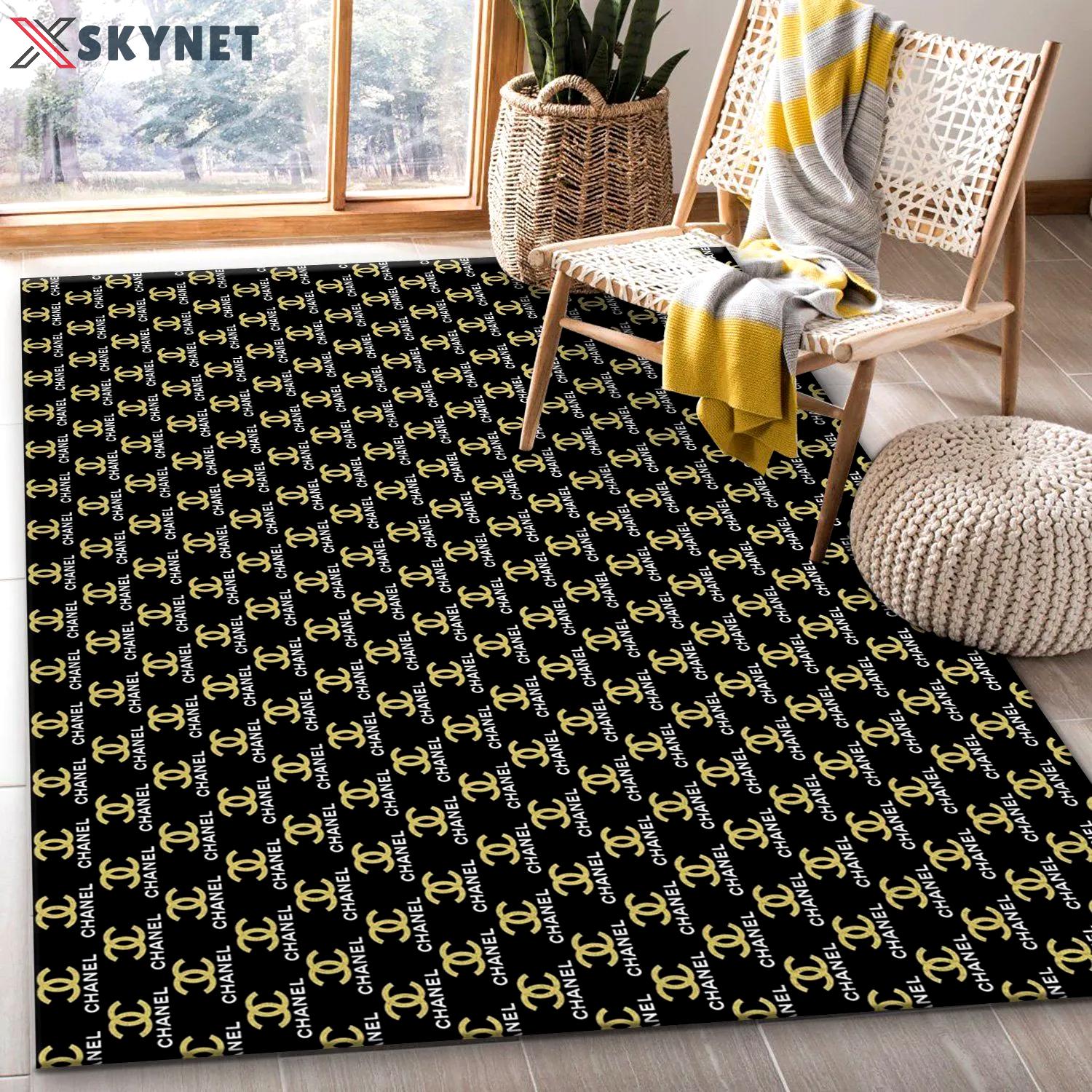 Rugs in living room and bedroom - Chanel area rug for christmas fashion brand rug bedroom rug family gift floor mats keep warm in winter Rectangle Rug