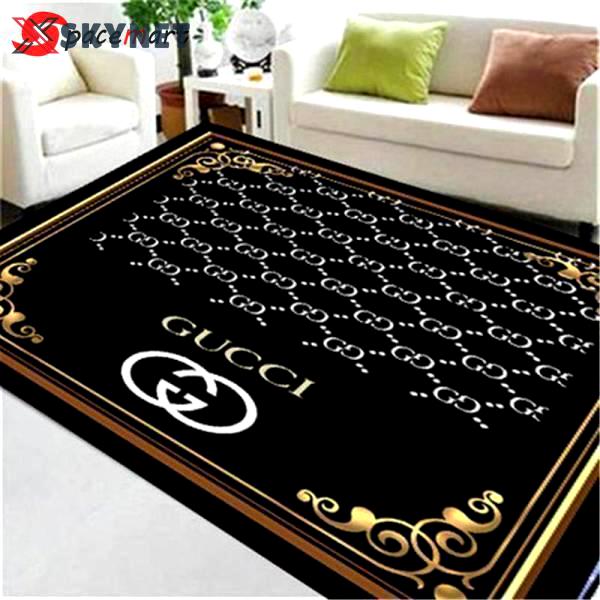 Rugs in living room and bedroom - Gucci logo inspired rug carpet dark living room carpet area rug - rugs Rectangle Rug