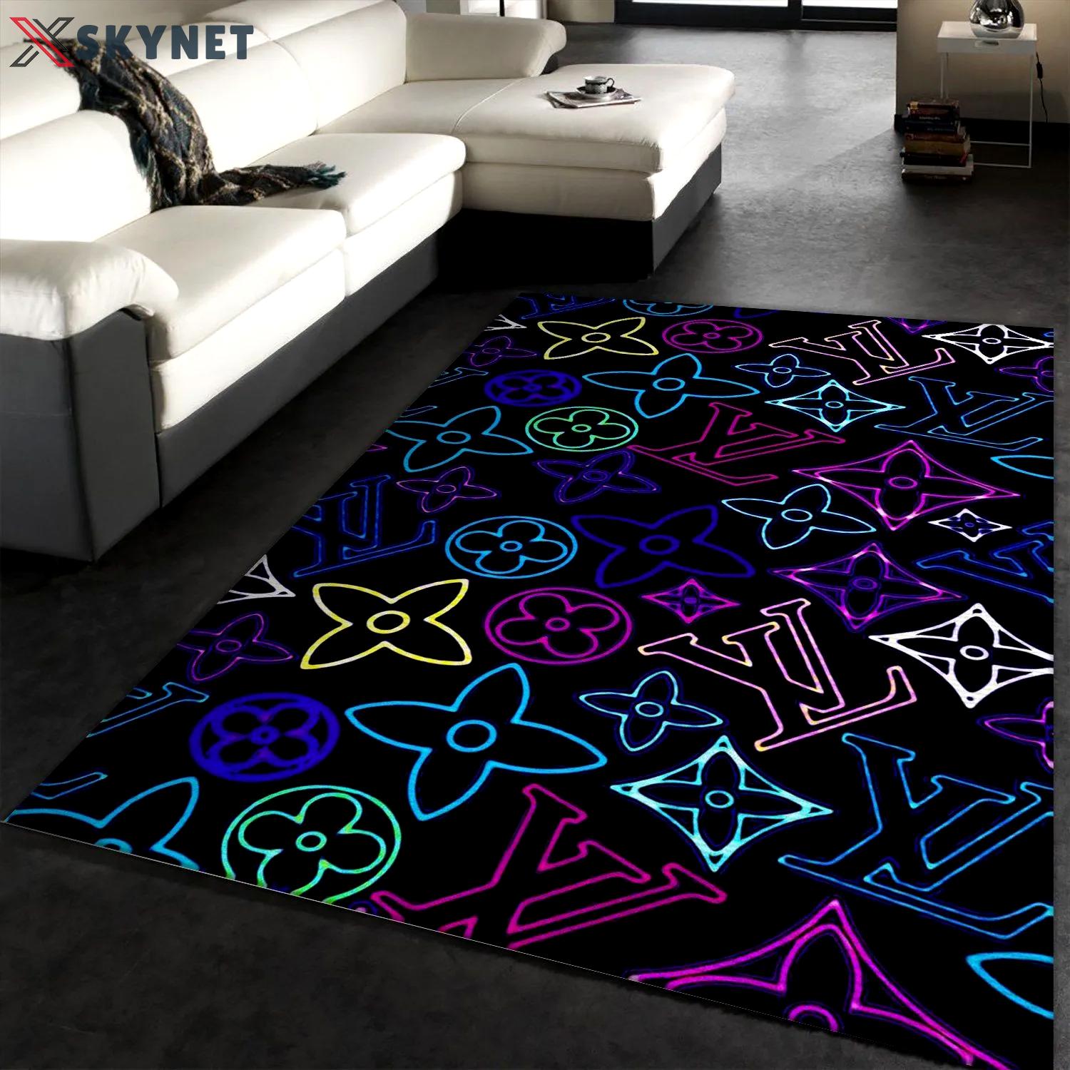 Rugs in living room and bedroom - Louis vuitton neon rug fashion brand rug christmas gift floor mats keep warm in winter Rectangle Rug