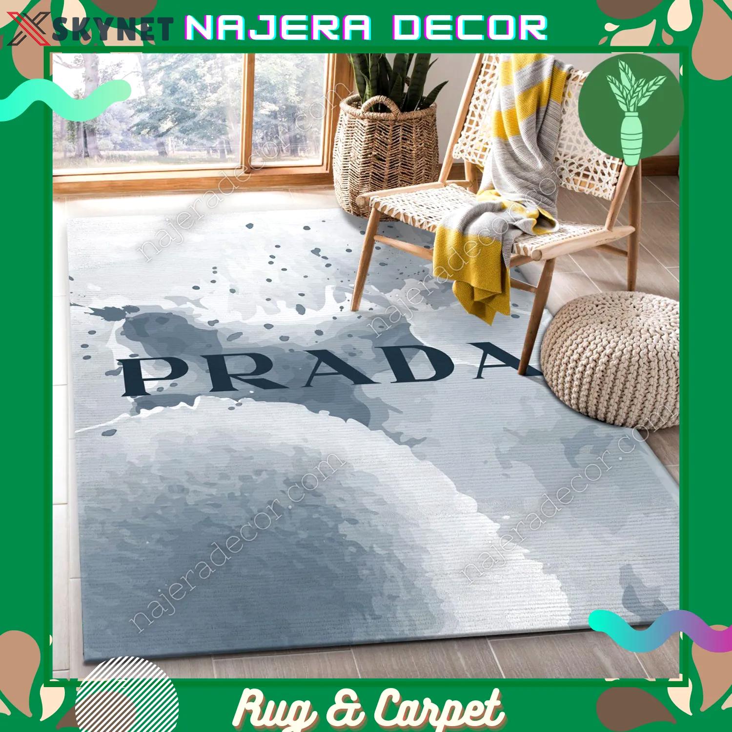 Rugs in living room and bedroom - Luxury prada rug for your home luxury and warmth with prada logo pattern 04 Rectangle Rug