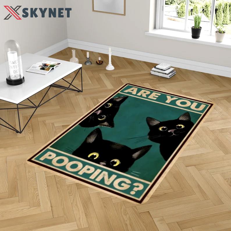 Rugs in living room and bedroom funny black cat rug - are you pooping rug - funny bathroom rug- toilet decor rug- funny kitty cat rug- cats lover gift- nursery cat rug Rectangle Rug