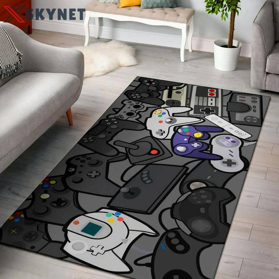 Rugs in living room and bedroom game zone area rug- game room carpet- video game- game zone- gamer gift Rectangle Rug
