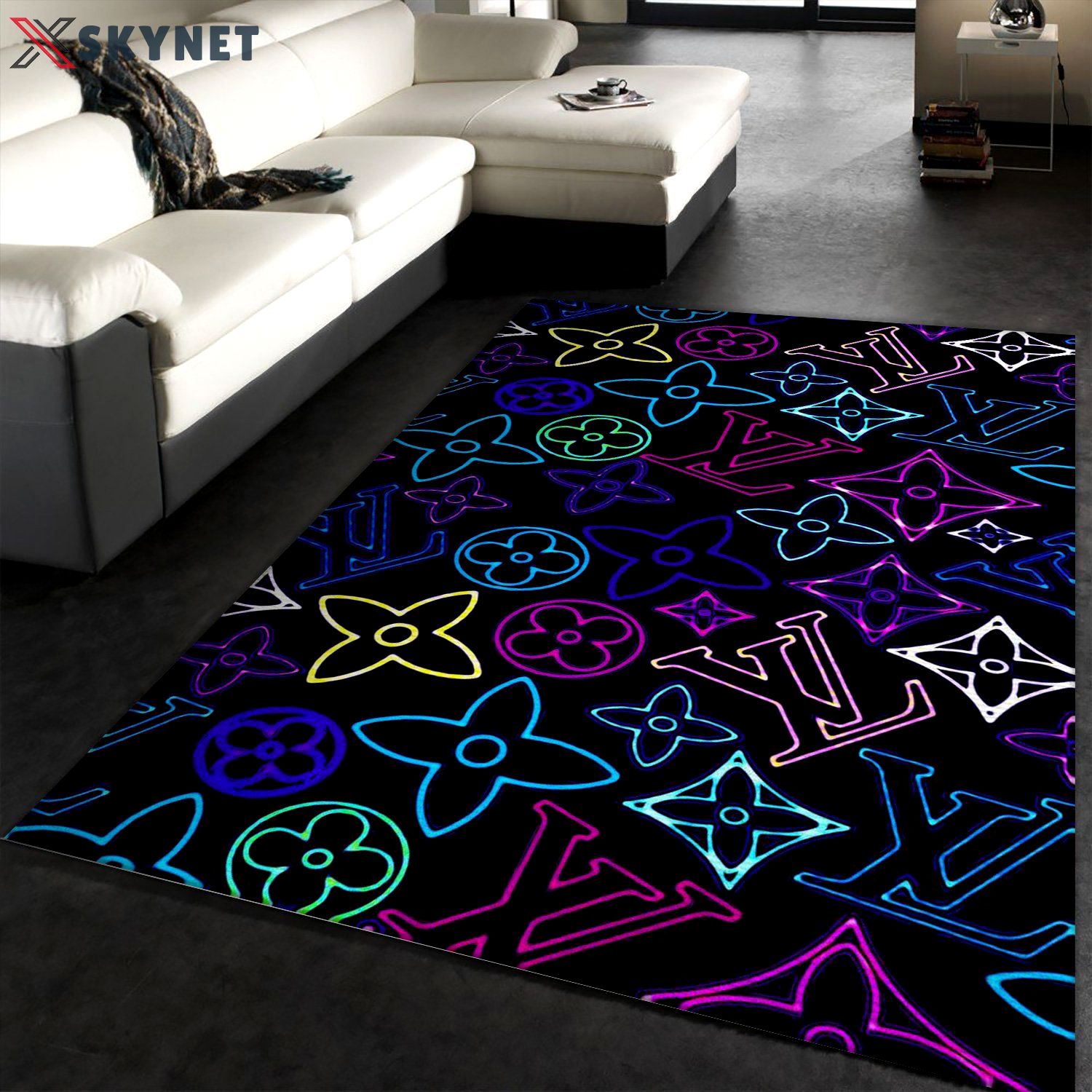 Rugs in living room and bedroom louis vuitton neon rug fashion brand rug christmas gift us decor Rectangle Rug