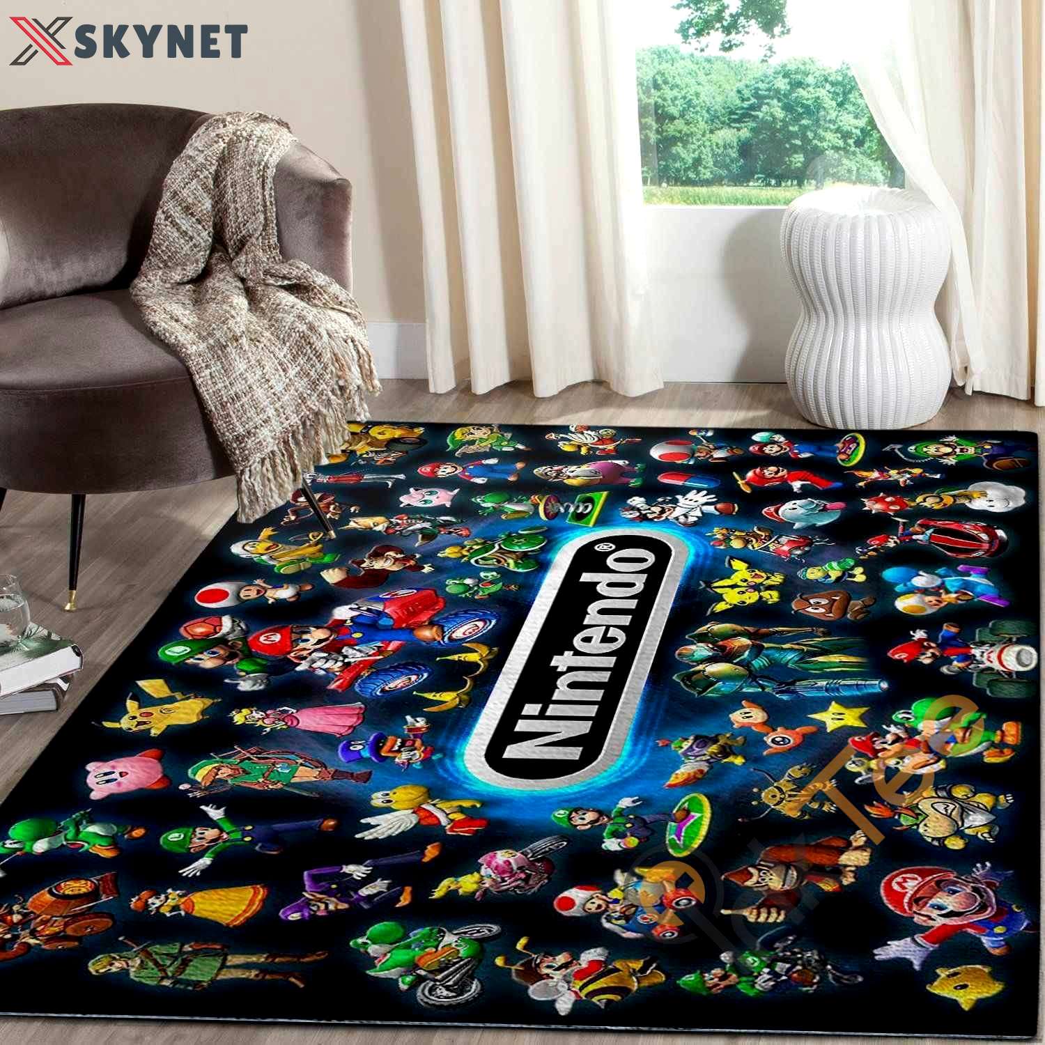 Rugs in living room and bedroom nintendo gamer Rectangle Rug