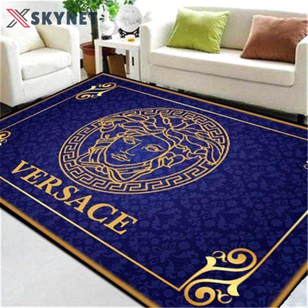 Rugs in living room and bedroom versace logo gold and blue living room area carpet living room rugs the us decor Rectangle Rug
