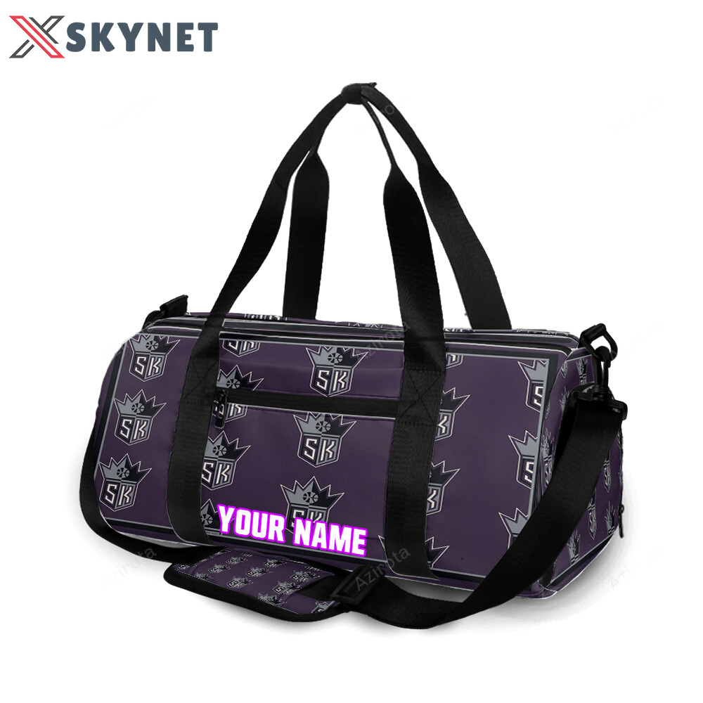 Sacramento kings emblem pattern personalized name travel bag gym bag 2296 Travel Bag