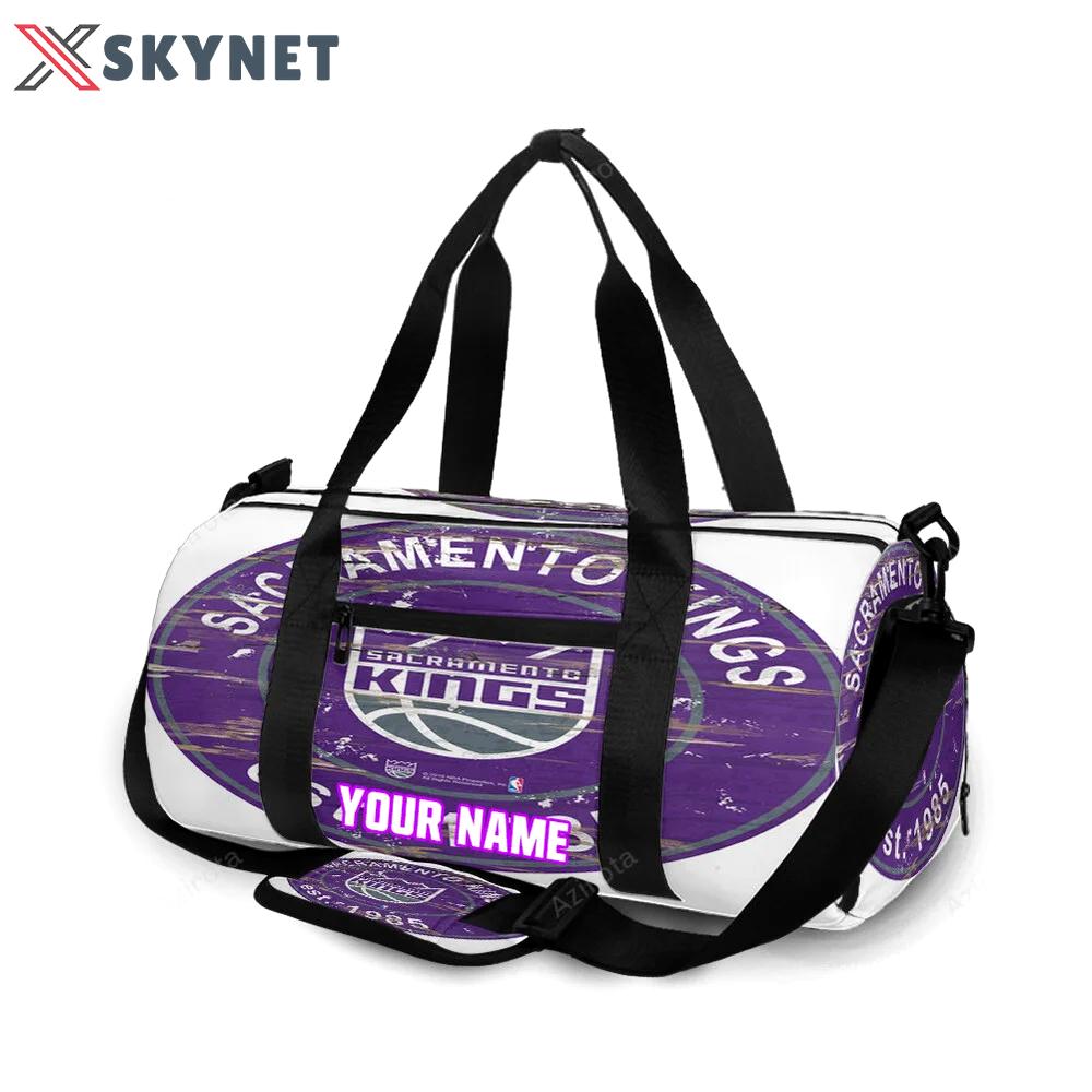 Sacramento kings emblem vintage personalized name travel bag gym bag 2247 Travel Bag