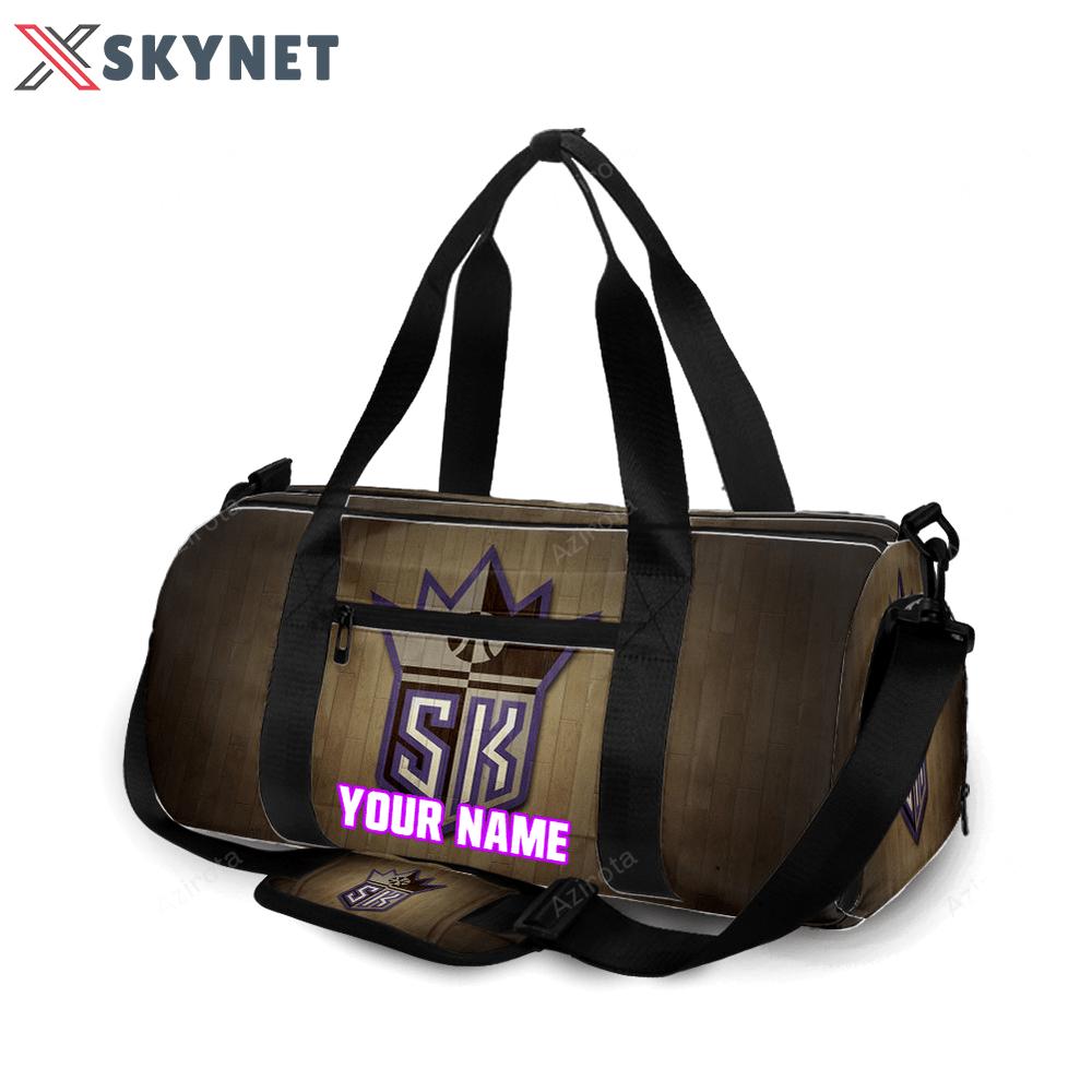 Sacramento kings new emblem wood personalized name travel bag gym bag 2393 Travel Bag