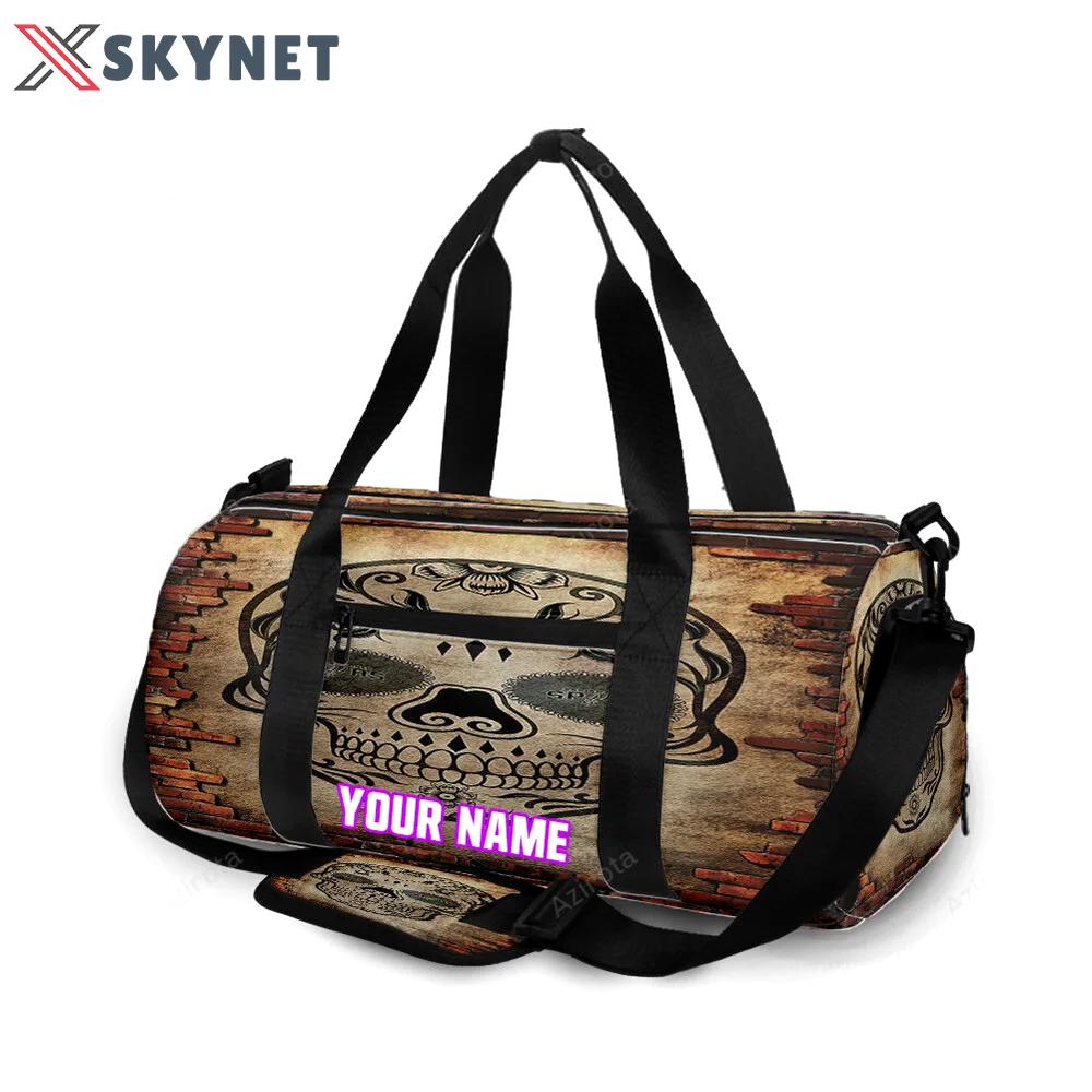 San antonio spurs skull brick wall personalized name travel bag gym bag 2358 Travel Bag