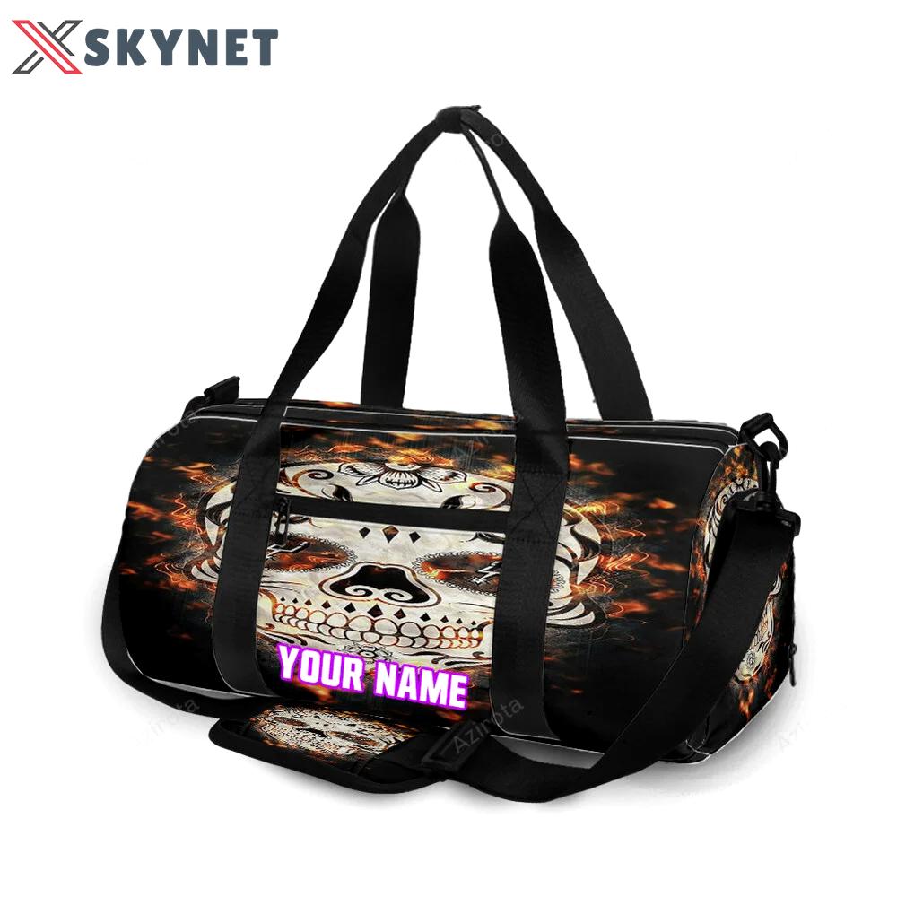 San antonio spurs skull fire personalized name travel bag gym bag 2640 Travel Bag