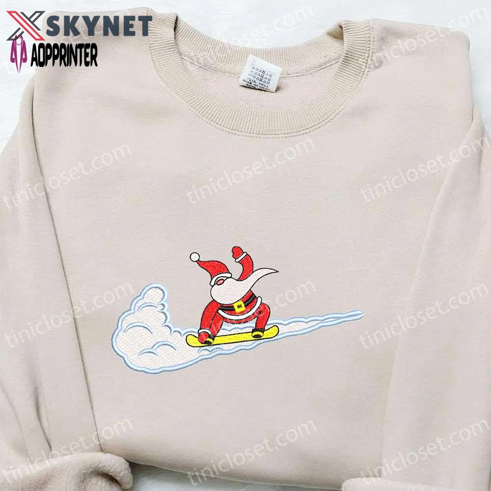 Santa claus x swoosh embroidered hoodie – christmas & custom sweatshirt Embroidered Shirt