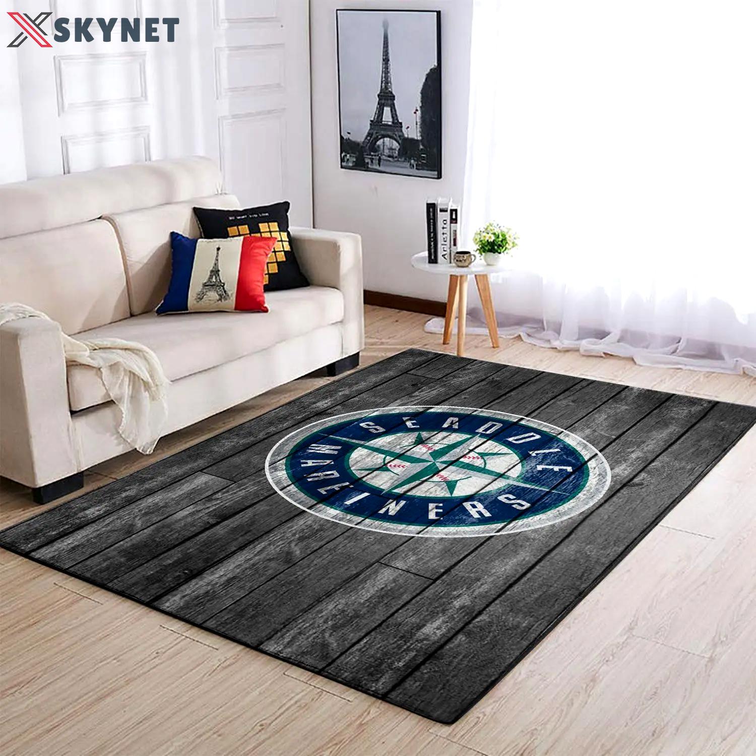 Seattle mariners wooden area rug mlb baseball team logo living room rugs 5 Rectangle Rug