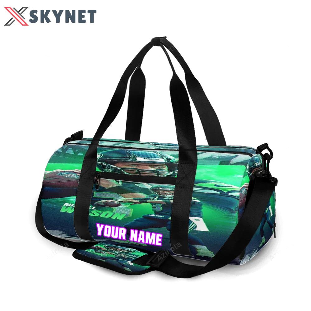 Seattle seahawks russell wilson4 personalized name travel bag gym bag 1604 Travel Bag
