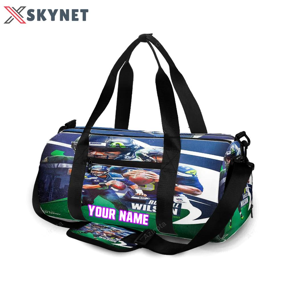 Seattle seahawks russell wilson6 personalized name travel bag gym bag 774 Travel Bag