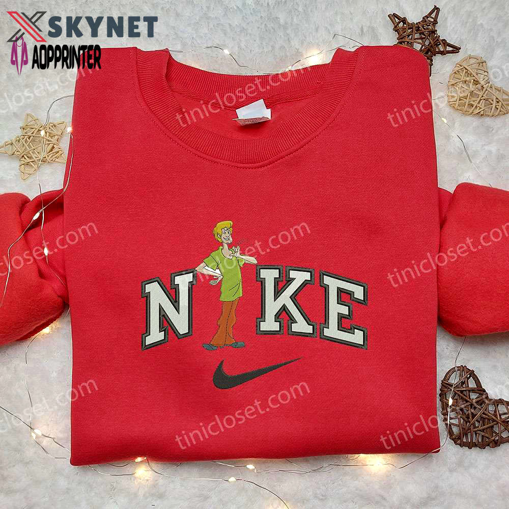 Shaggy rogers x nike embroidered shirt scooby doo & custom nike apparel Embroidered Shirt