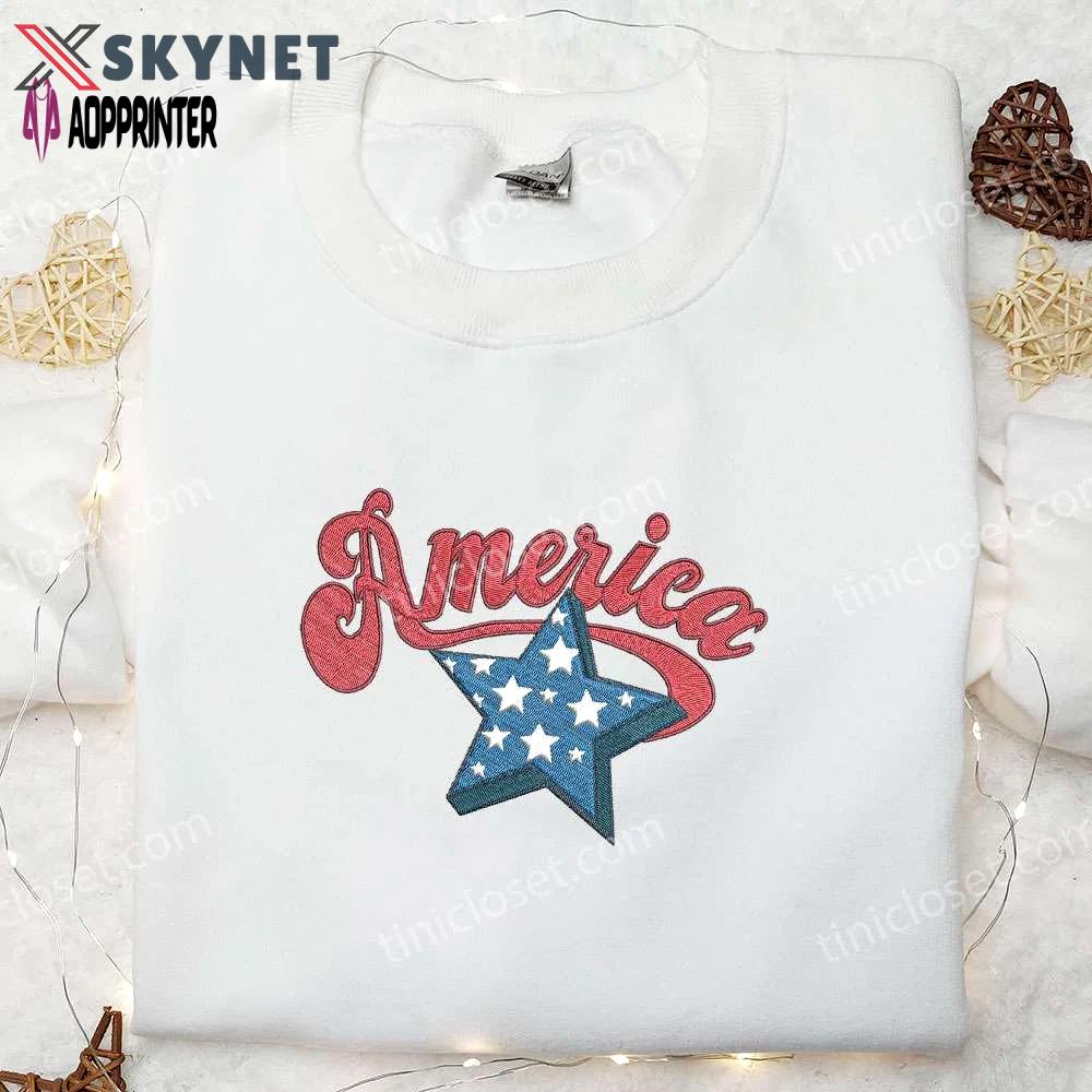 Show your patriotism with american star embroidered shirt – best national day gifts Embroidered Shirt