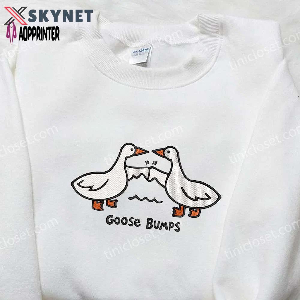 Silly goose bumps embroidered shirt: animal & funny designs for a playful look! Embroidered Shirt