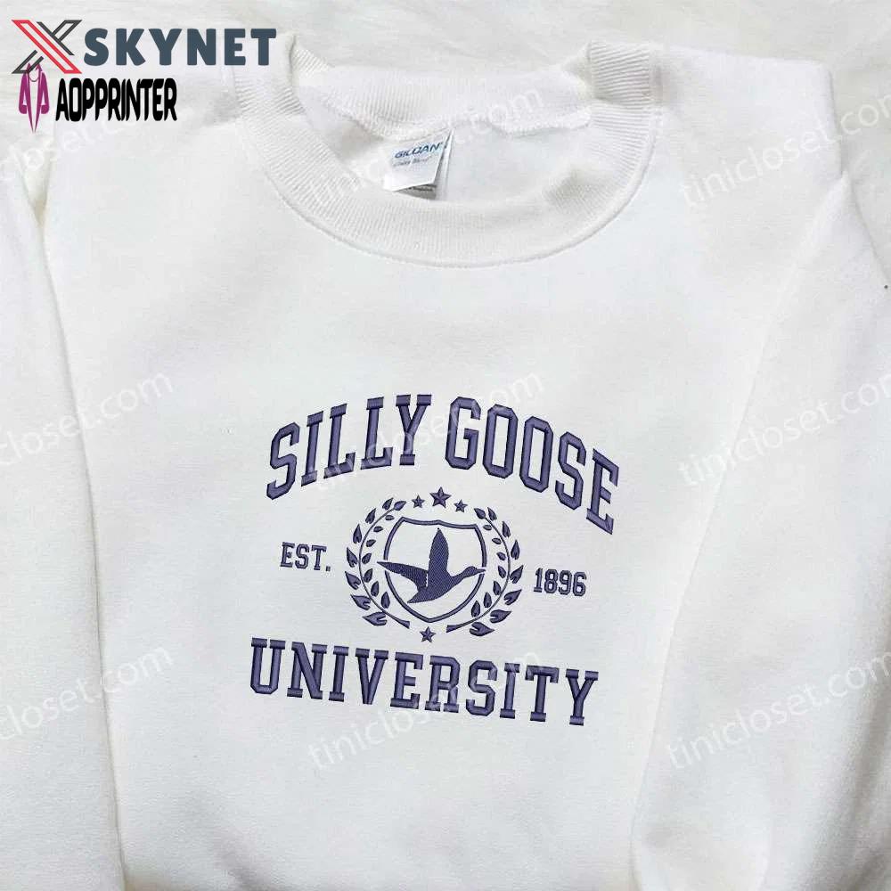 Silly goose university est 1896 embroidered shirt – animal design perfect graduation gift Embroidered Shirt