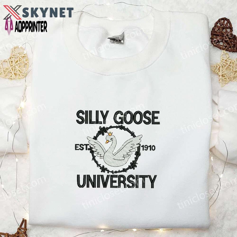 Silly goose university est 1910 embroidered shirt – animal & cute design Embroidered Shirt
