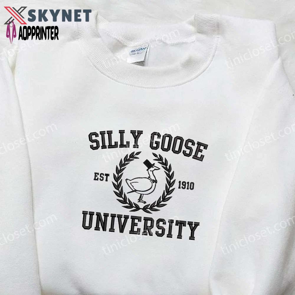 Silly goose university est 1910 embroidered shirt – animal & funny designs Embroidered Shirt