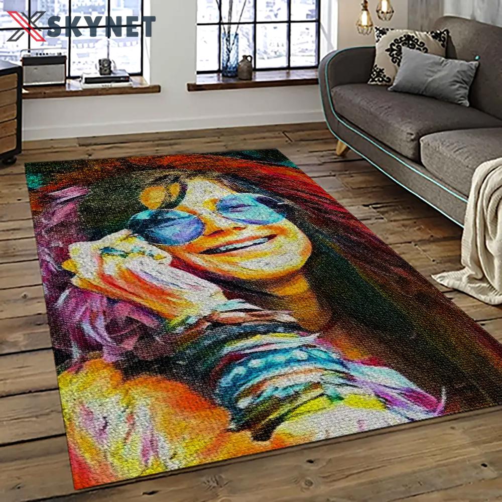 Singer janis joplin music carpet rectangle area rug for living room bedroom decor jj39 Rectangle Rug