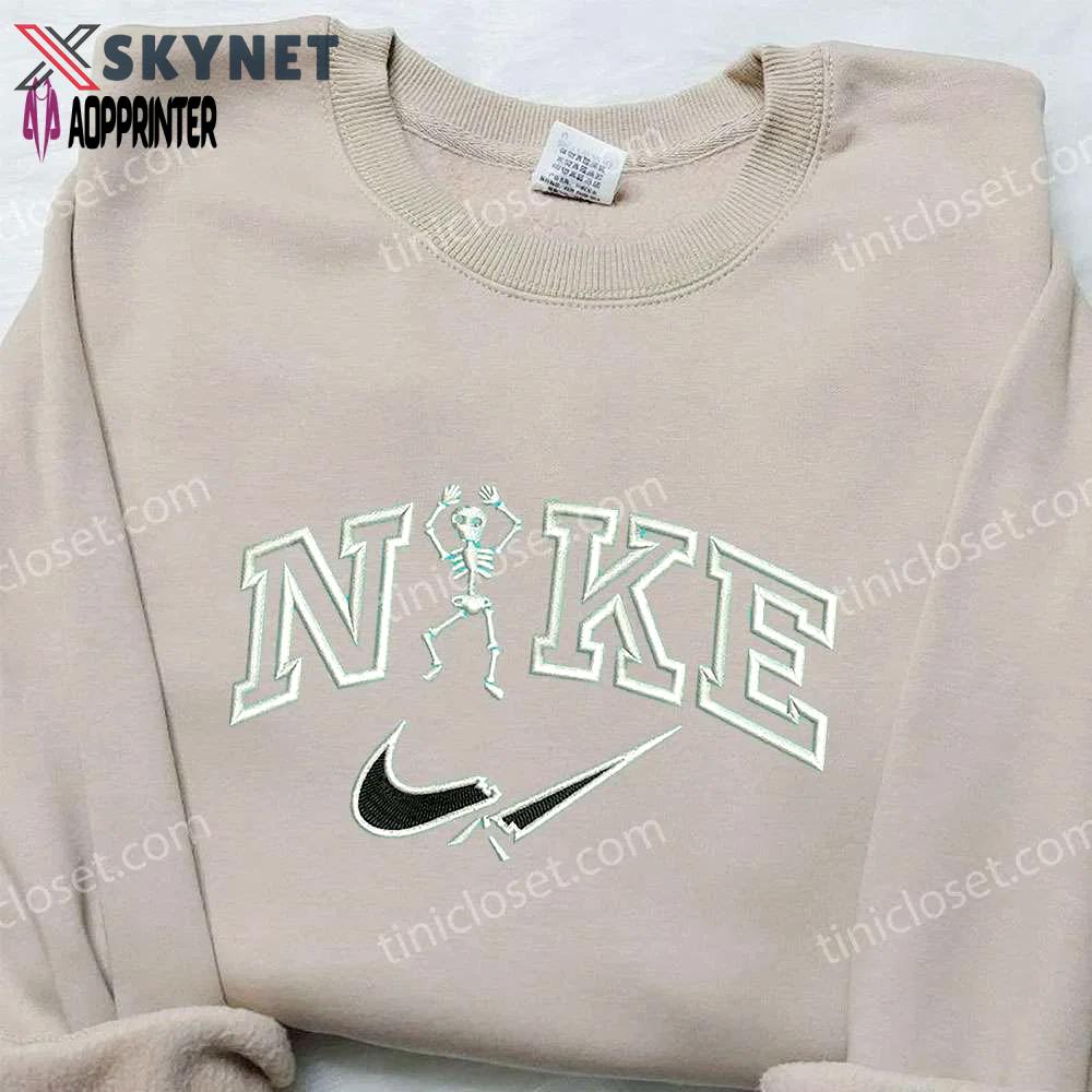 Skeleton x nike embroidered sweatshirt & halloween shirt – unique nike inspired designs Embroidered Shirt