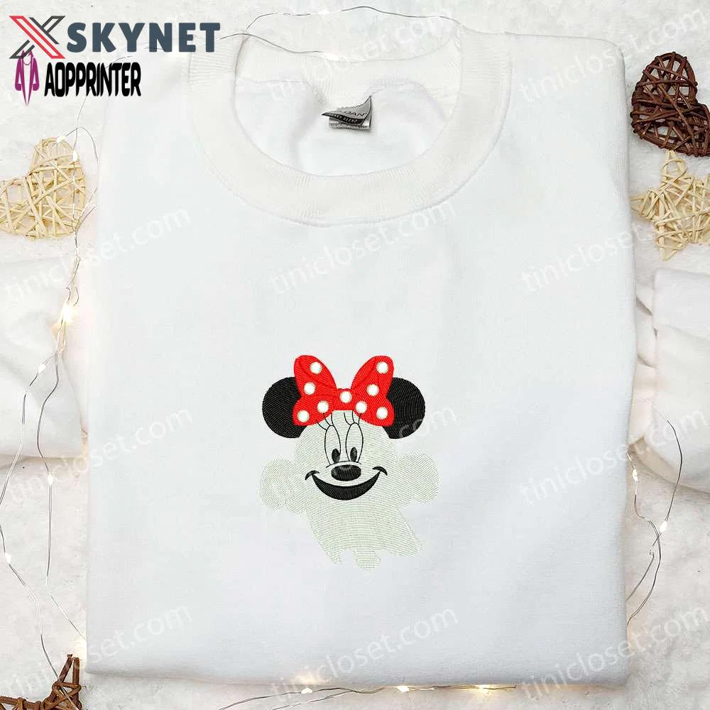 Smiling boo minnie embroidered shirt: best disney halloween gift for family Embroidered Shirt