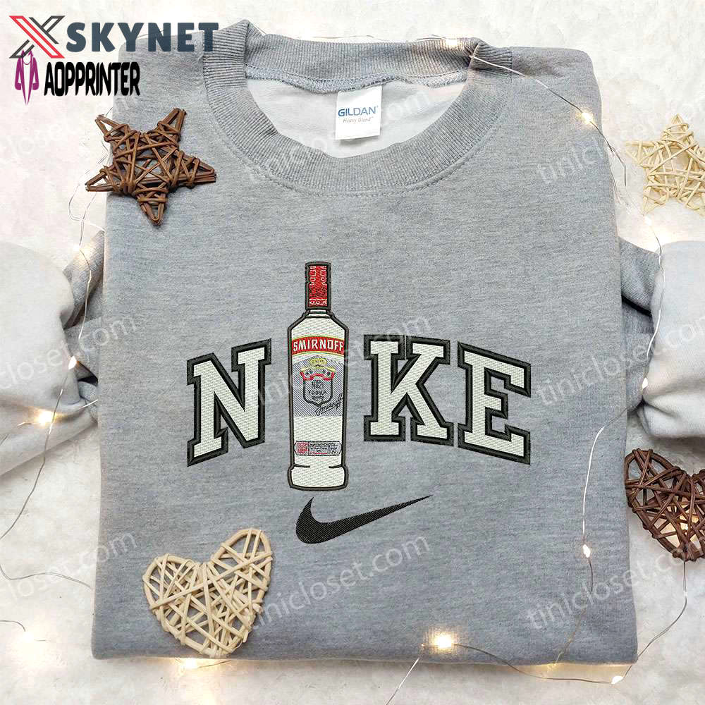 Smirnoff x nike embroidered sweatshirt: favorite drink & nike inspired shirt Embroidered Shirt