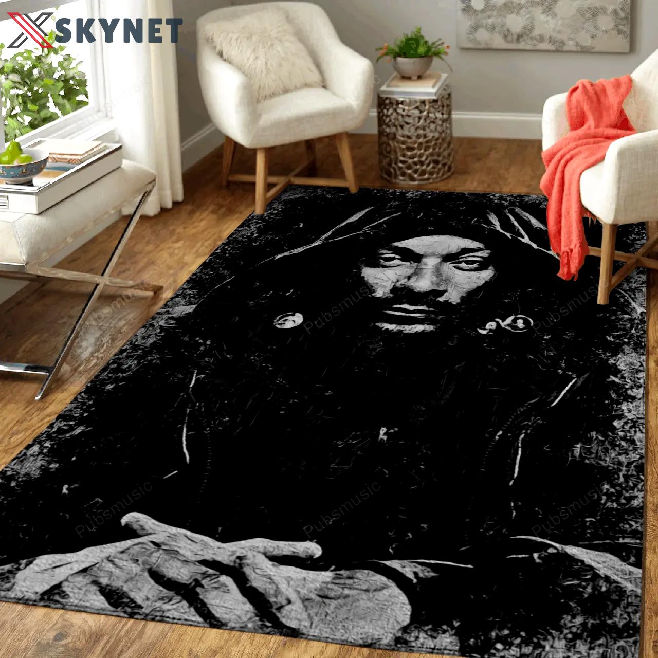 Snoop dogg music monochrome art for fans area rug living room carpet rug regtangle carpet floor decor home decor Rectangle Rug