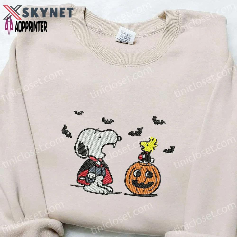 Snoopy halloween sweatshirt & peanuts t-shirt: best family gift ideas Embroidered Shirt
