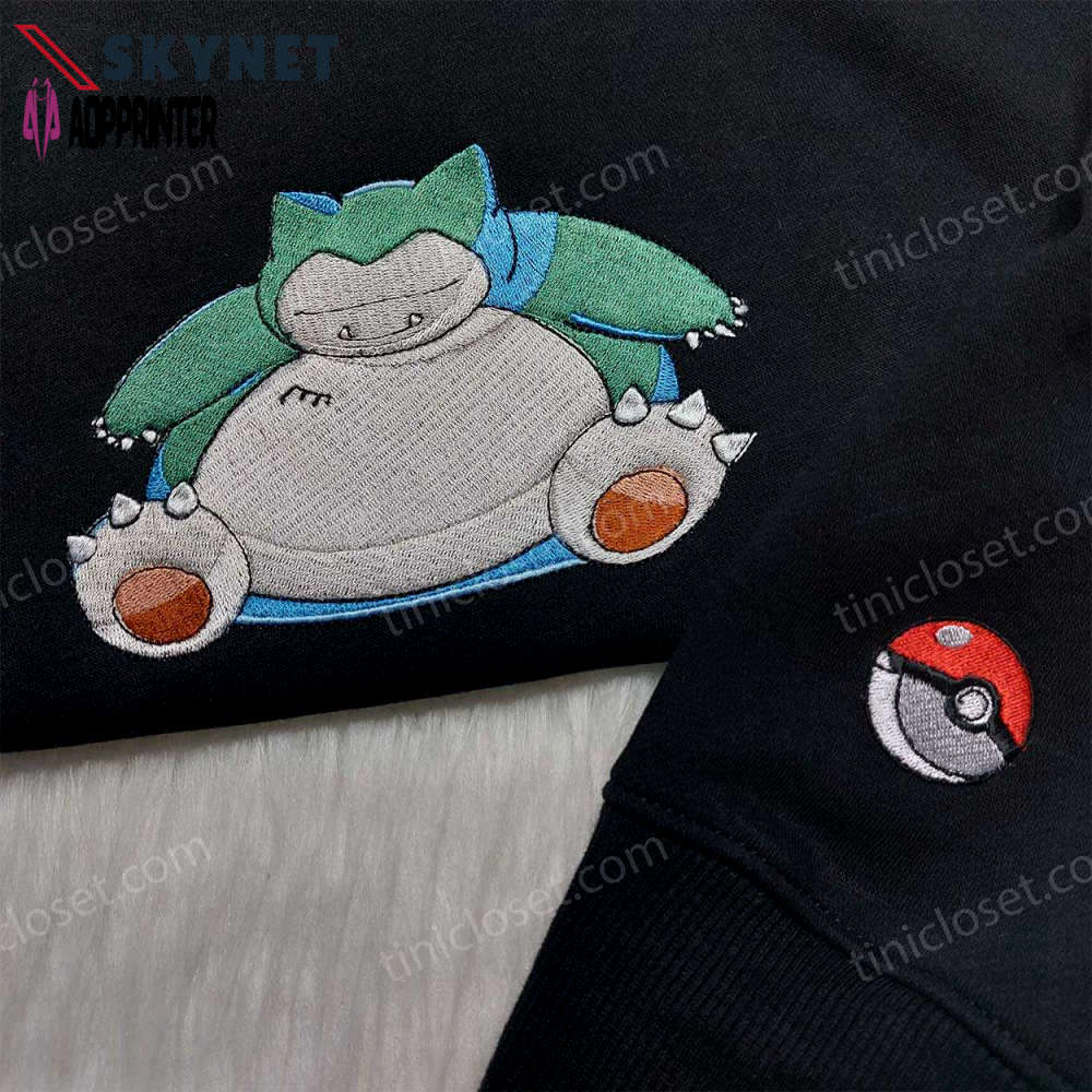 Snorlax pokemon embroidered shirt hoodie & sweatshirt – anime inspired apparel Embroidered Shirt