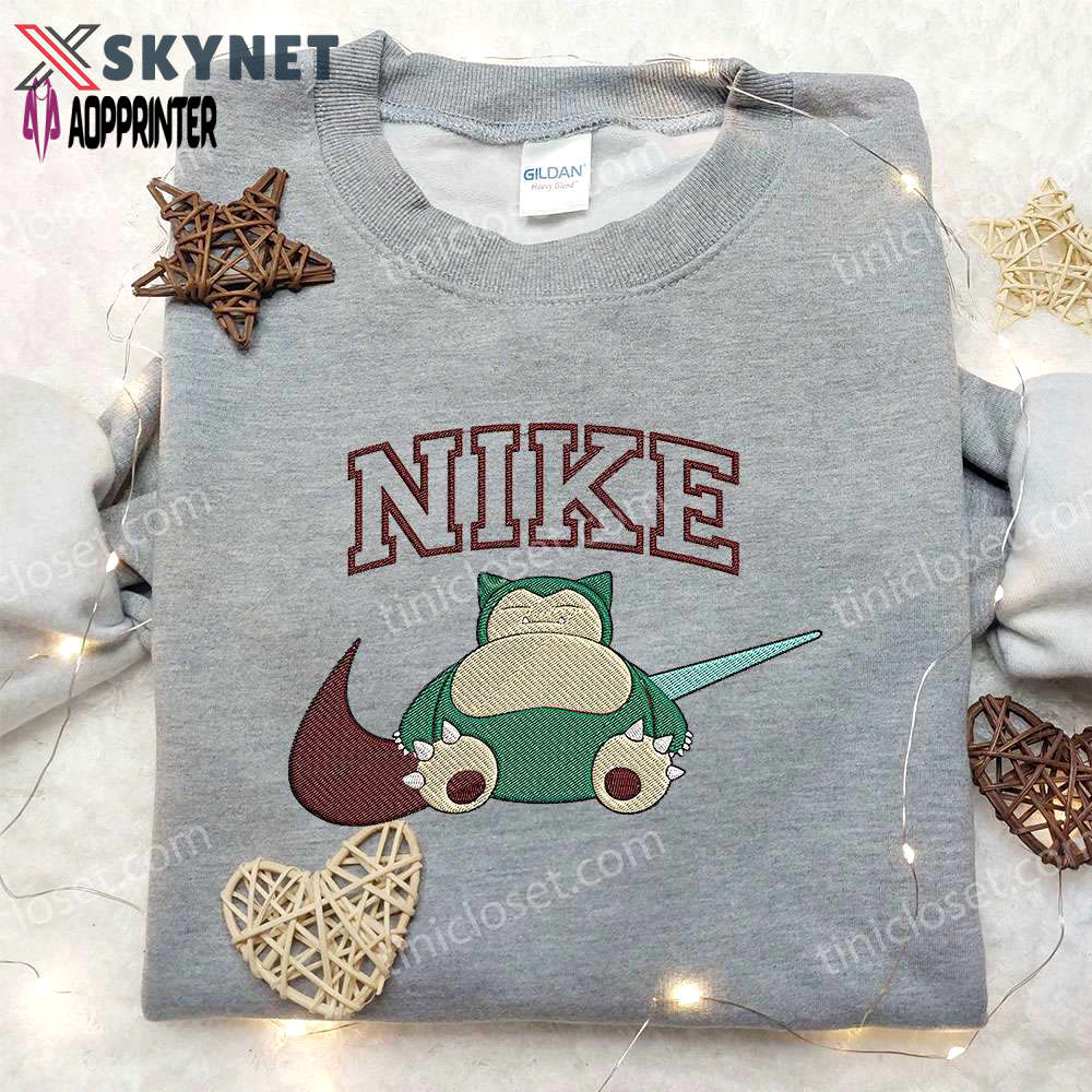Snorlax x nike embroidered sweatshirt: pokemon & nike inspired shirt Embroidered Shirt