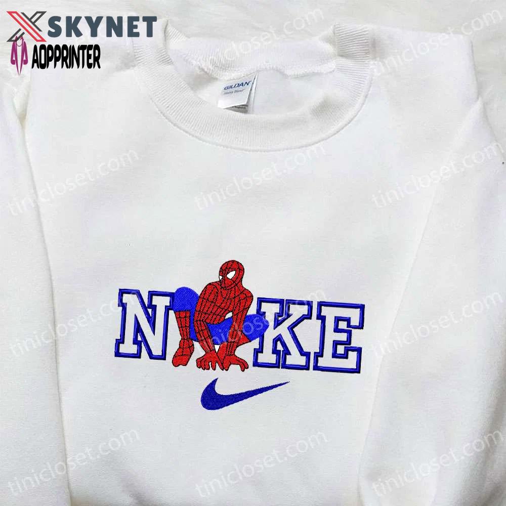 Spider-man x nike movie embroidered shirt: custom gift for family Embroidered Shirt