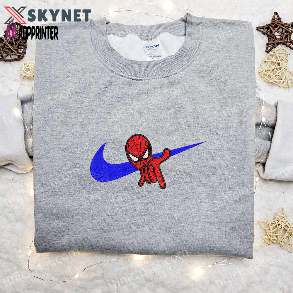 Spider-man x nike swoosh movie embroidered hoodie & shirt: best gift ideas! Embroidered Shirt