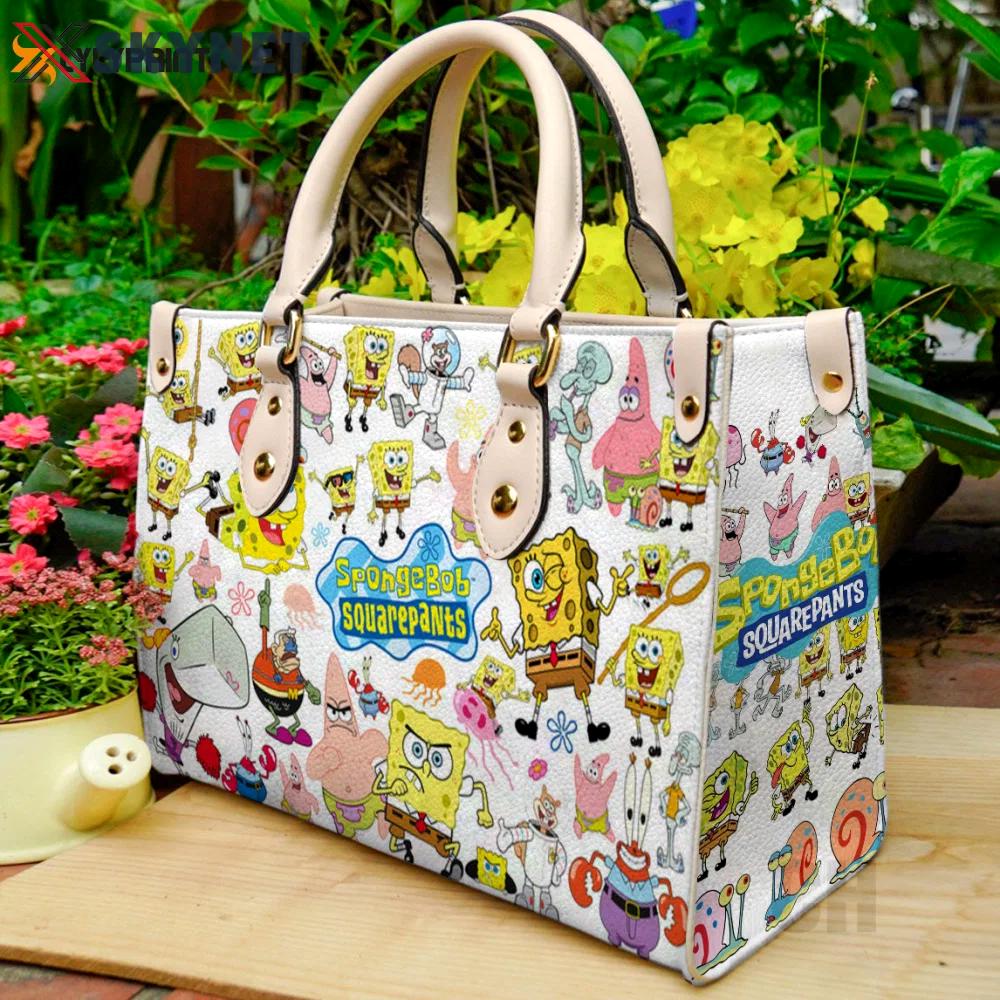 Spongebob squarepants leather bag for women gift 1380 Women Leather Hand Bag