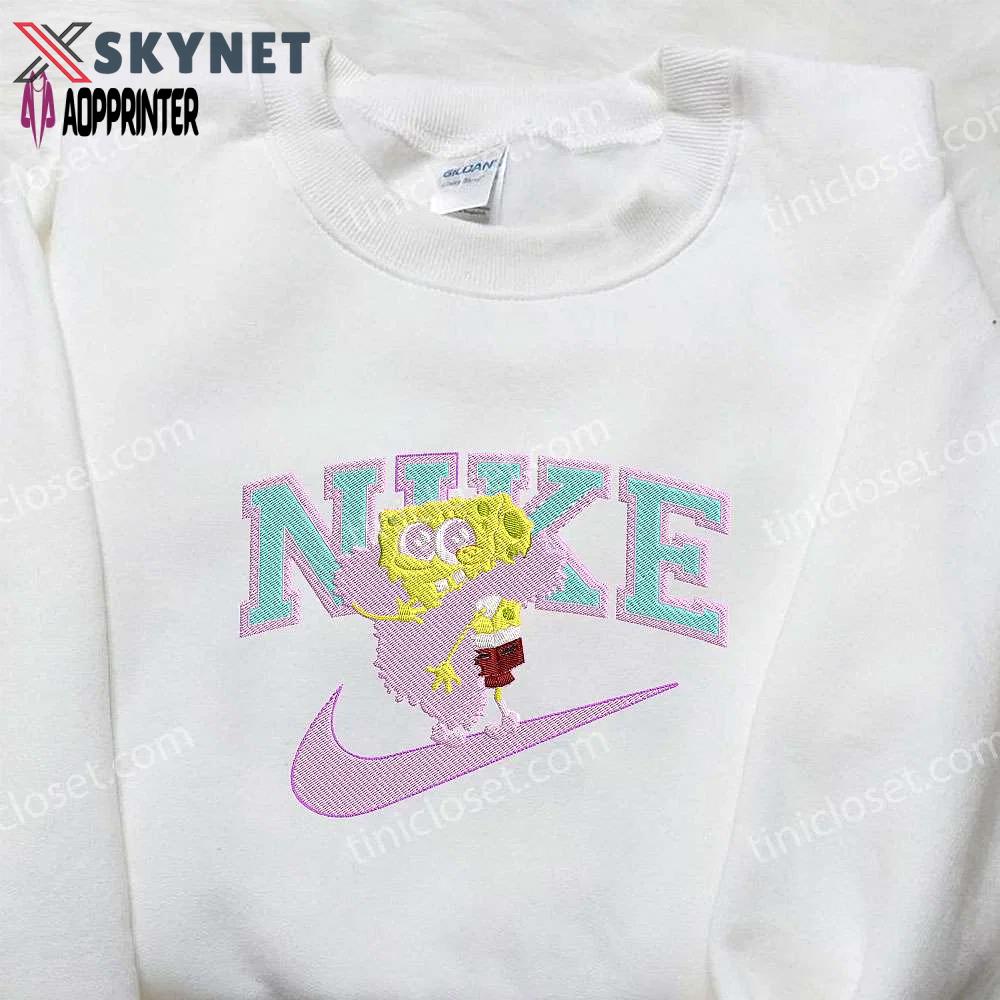 Spongebob squarepants x nike embroidered sweatshirt – cartoon shirt nike inspired Embroidered Shirt