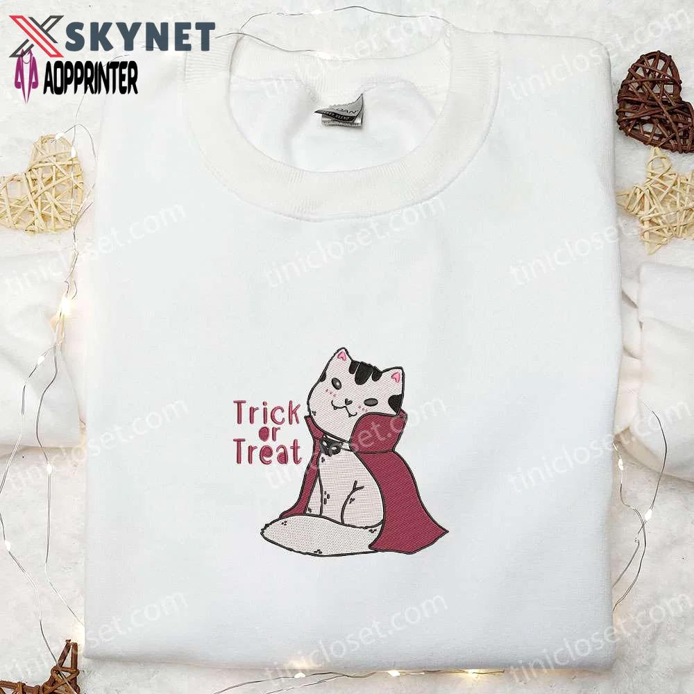 Spook-tacular cat vampire costume trick or treat embroidered shirt: best halloween gifts Embroidered Shirt