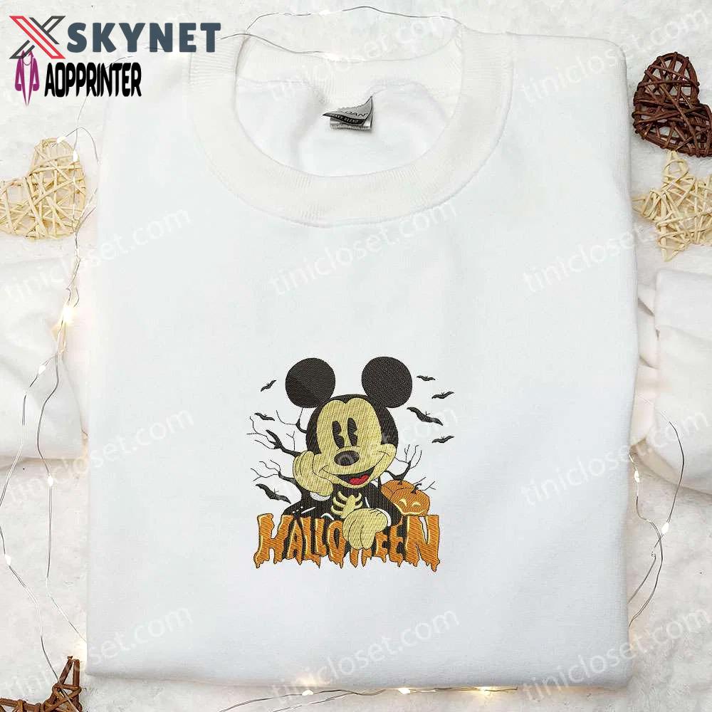 Spook-tacular halloween mickey embroidered hoodie: disney sweatshirt & adorable shirt Embroidered Shirt