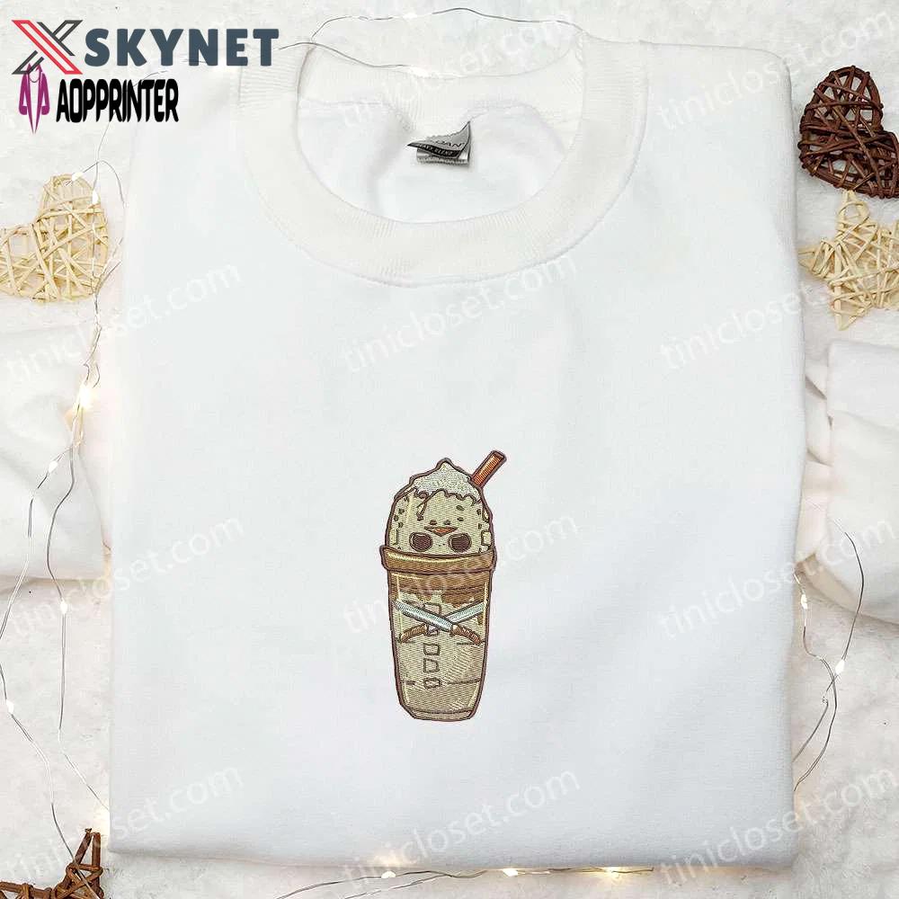 Spook-tacular horror latte embroidered shirt – perfect halloween gift for family Embroidered Shirt