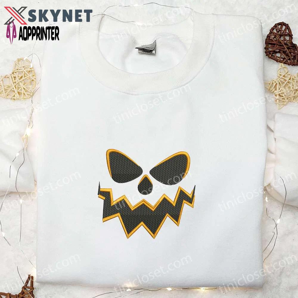 Spooktacular ghost face embroidered hoodie: halloween sweatshirt & cool shirt Embroidered Shirt