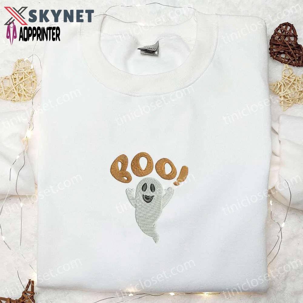 Spooky boo ghost embroidered shirt – best halloween gift for family Embroidered Shirt