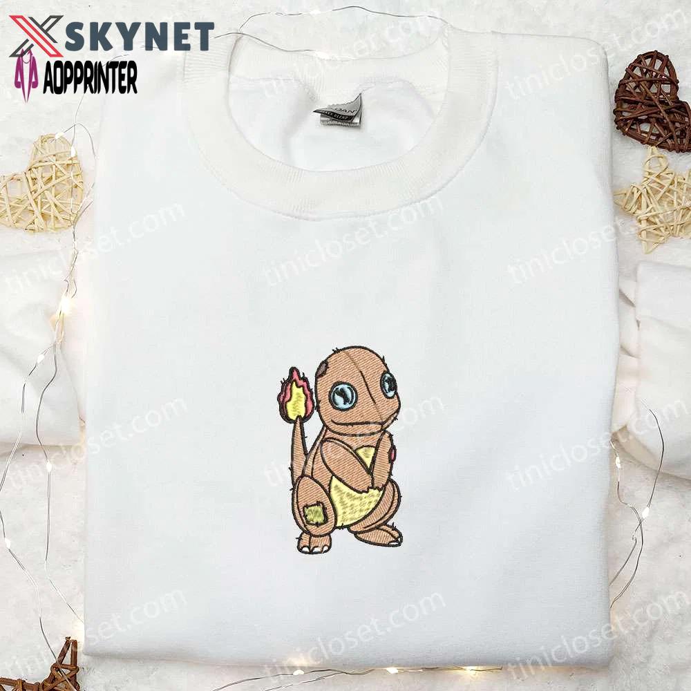 Spooky charmander pokemon embroidered shirt – perfect for halloween! Embroidered Shirt