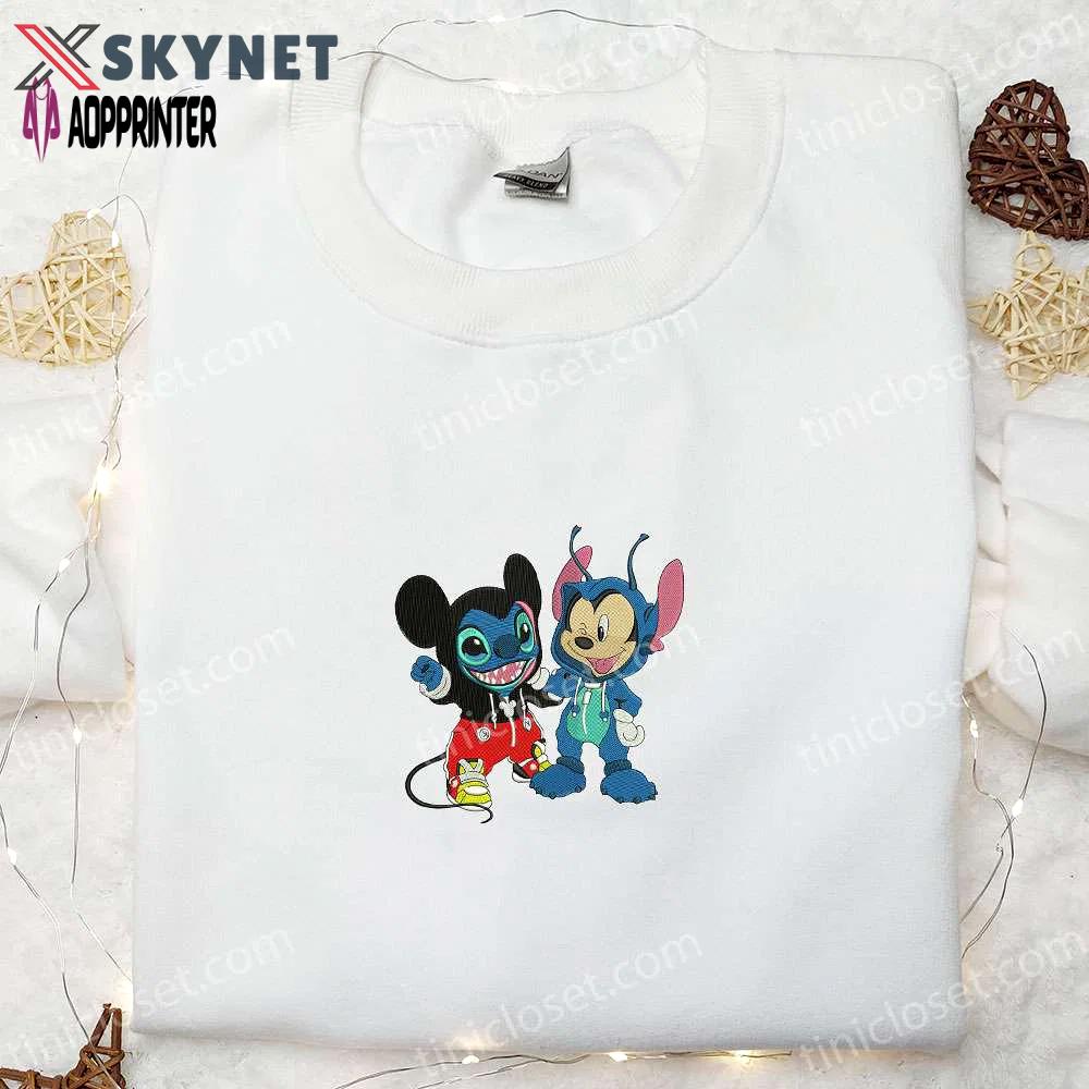 Spooky disney halloween embroidered shirt: mickey stitch changed face – best family gifts Embroidered Shirt