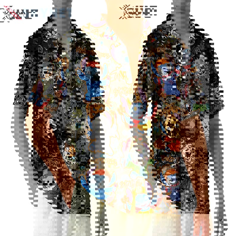 Spooky disney stitch hawaiian shirt Hawaii Shirt Shorts & Flip Flops