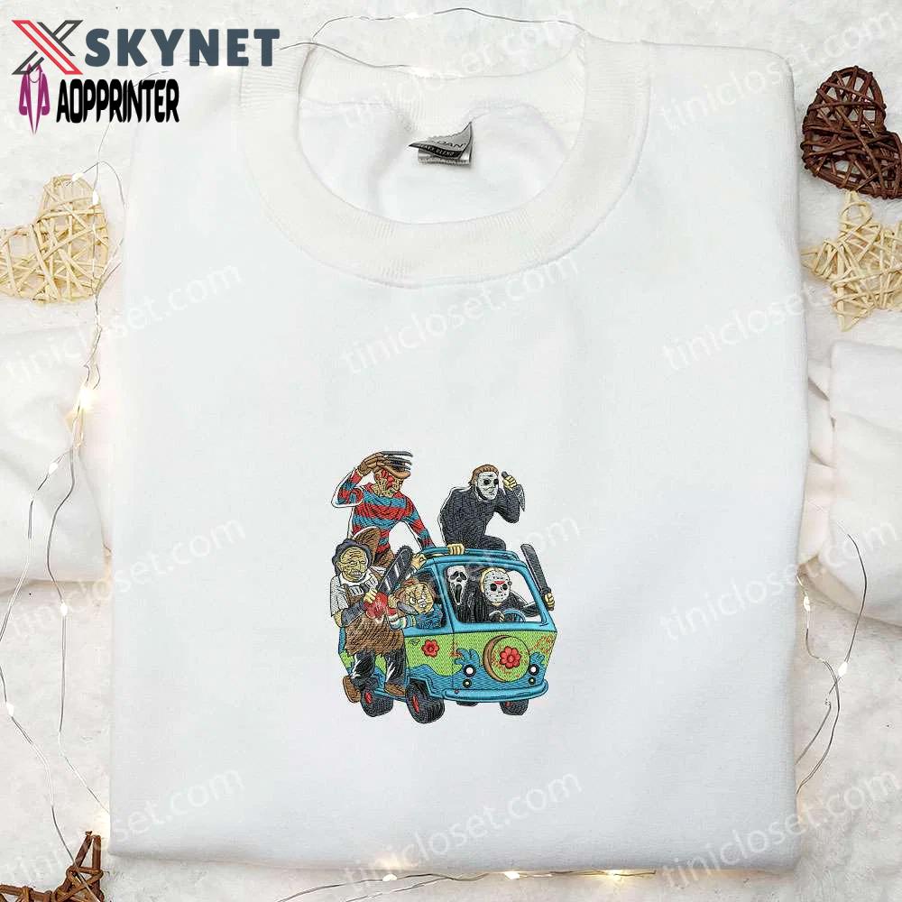 Spooky gang embroidered shirt: spirit halloween tee & funny hoodie Embroidered Shirt