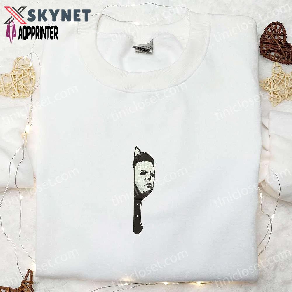 Spooky michael myers embroidered hoodie – perfect halloween gift! Embroidered Shirt