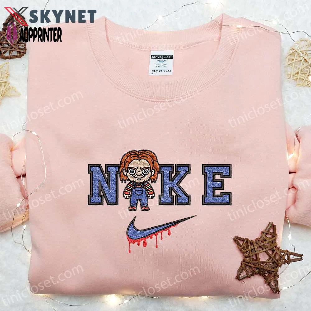 Spooky nike x chucky embroidered hoodie & shirt: best halloween gift ideas Embroidered Shirt